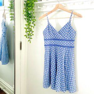 Jun & Ivy Women's Blue 100% Cotton V-Neck  Casual Short Length Dress